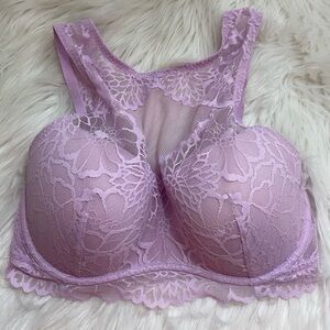 PINK Victoria’s Secret Bra Floral Lace Lilac Size M DD